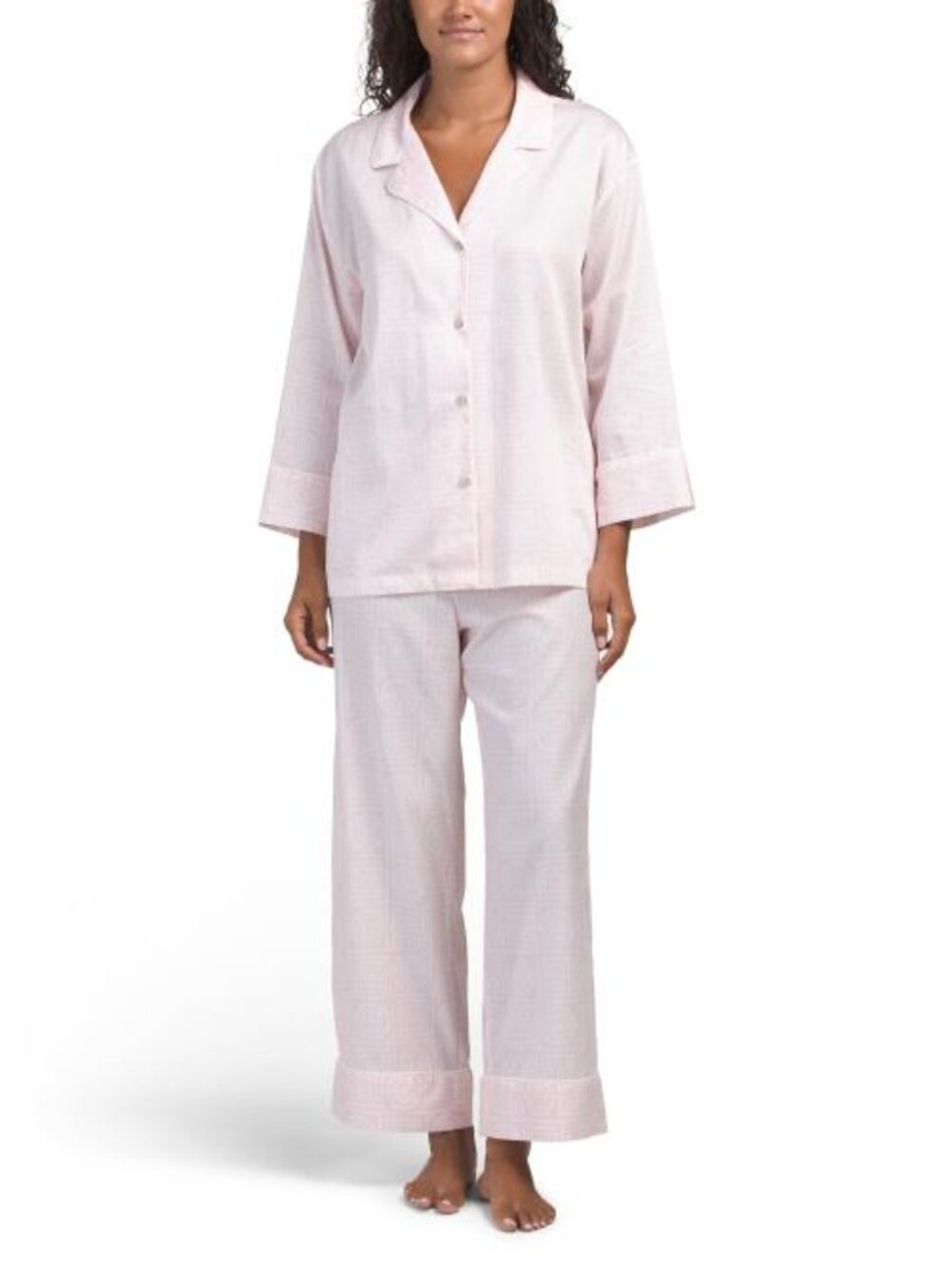 NATORI 2pc Infinity Sateen Notch Collar Pajama Top And Pants Set - Picture 1 of 4